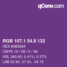 カラーコード: RGB 107.1 54.8 132 | qconv.com
