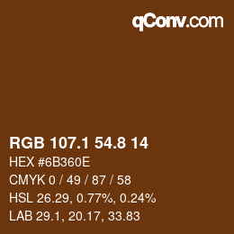 Color code: RGB 107.1 54.8 14 | qconv.com