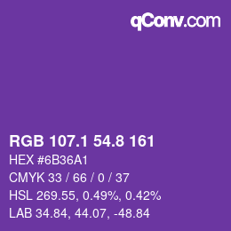 カラーコード: RGB 107.1 54.8 161 | qconv.com