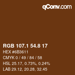 Color code: RGB 107.1 54.8 17 | qconv.com