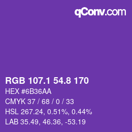 カラーコード: RGB 107.1 54.8 170 | qconv.com