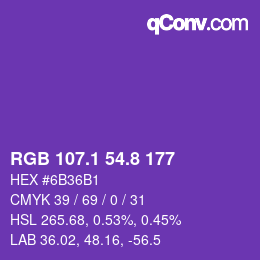 カラーコード: RGB 107.1 54.8 177 | qconv.com