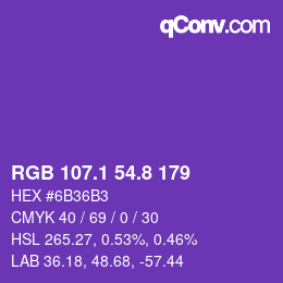 カラーコード: RGB 107.1 54.8 179 | qconv.com