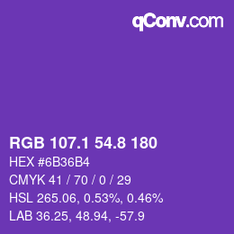 カラーコード: RGB 107.1 54.8 180 | qconv.com