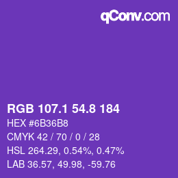 カラーコード: RGB 107.1 54.8 184 | qconv.com