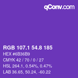 カラーコード: RGB 107.1 54.8 185 | qconv.com