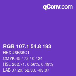 カラーコード: RGB 107.1 54.8 193 | qconv.com