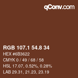 Color code: RGB 107.1 54.8 34 | qconv.com