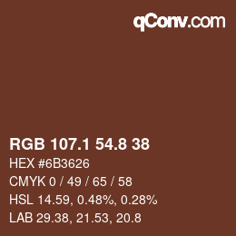Color code: RGB 107.1 54.8 38 | qconv.com