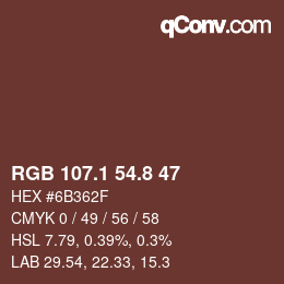 Color code: RGB 107.1 54.8 47 | qconv.com