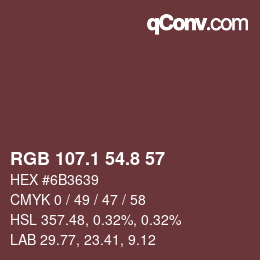 Color code: RGB 107.1 54.8 57 | qconv.com