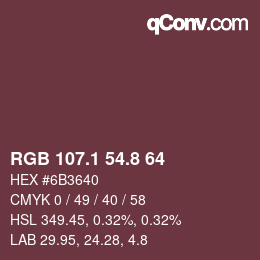 Color code: RGB 107.1 54.8 64 | qconv.com