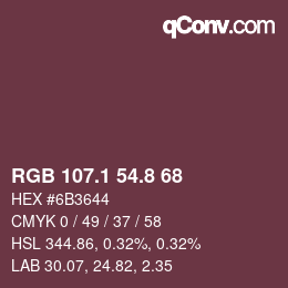 カラーコード: RGB 107.1 54.8 68 | qconv.com