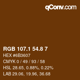 Color code: RGB 107.1 54.8 7 | qconv.com