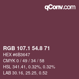 カラーコード: RGB 107.1 54.8 71 | qconv.com