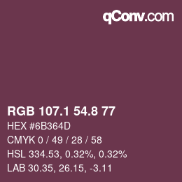 Color code: RGB 107.1 54.8 77 | qconv.com