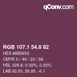 Color code: RGB 107.1 54.8 82 | qconv.com