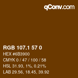 カラーコード: RGB 107.1 57 0 | qconv.com