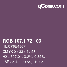 カラーコード: RGB 107.1 72 103 | qconv.com