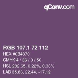 カラーコード: RGB 107.1 72 112 | qconv.com