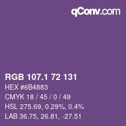 カラーコード: RGB 107.1 72 131 | qconv.com