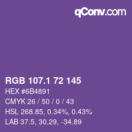 カラーコード: RGB 107.1 72 145 | qconv.com