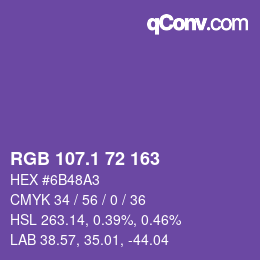 カラーコード: RGB 107.1 72 163 | qconv.com