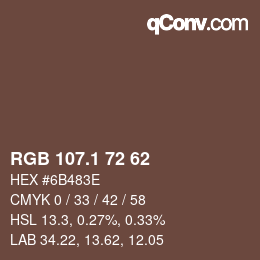 カラーコード: RGB 107.1 72 62 | qconv.com