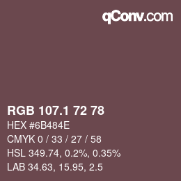 カラーコード: RGB 107.1 72 78 | qconv.com