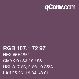 Color code: RGB 107.1 72 97 | qconv.com