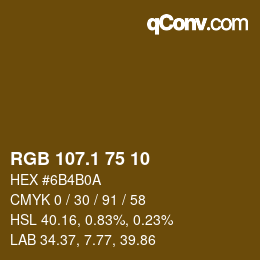 カラーコード: RGB 107.1 75 10 | qconv.com