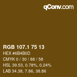 カラーコード: RGB 107.1 75 13 | qconv.com
