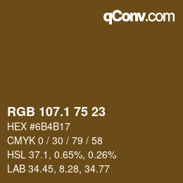 カラーコード: RGB 107.1 75 23 | qconv.com