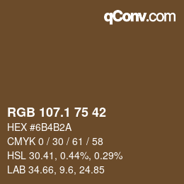 カラーコード: RGB 107.1 75 42 | qconv.com