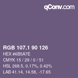 カラーコード: RGB 107.1 90 126 | qconv.com