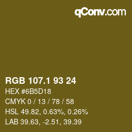 カラーコード: RGB 107.1 93 24 | qconv.com