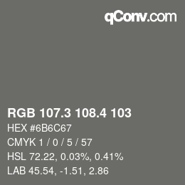 カラーコード: RGB 107.3 108.4 103 | qconv.com
