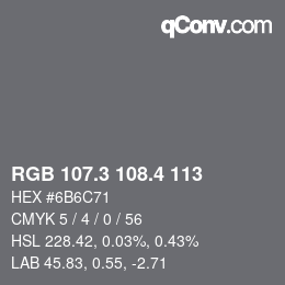 カラーコード: RGB 107.3 108.4 113 | qconv.com