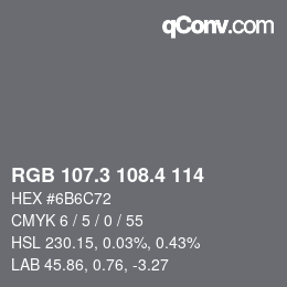 カラーコード: RGB 107.3 108.4 114 | qconv.com