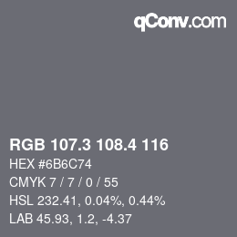 カラーコード: RGB 107.3 108.4 116 | qconv.com