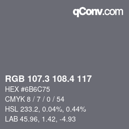 カラーコード: RGB 107.3 108.4 117 | qconv.com