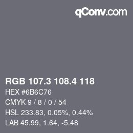 カラーコード: RGB 107.3 108.4 118 | qconv.com