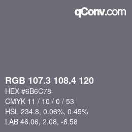 カラーコード: RGB 107.3 108.4 120 | qconv.com