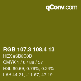 カラーコード: RGB 107.3 108.4 13 | qconv.com