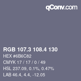 カラーコード: RGB 107.3 108.4 130 | qconv.com
