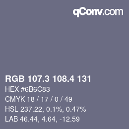 カラーコード: RGB 107.3 108.4 131 | qconv.com