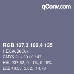 カラーコード: RGB 107.3 108.4 135 | qconv.com