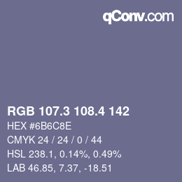 カラーコード: RGB 107.3 108.4 142 | qconv.com