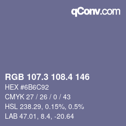カラーコード: RGB 107.3 108.4 146 | qconv.com