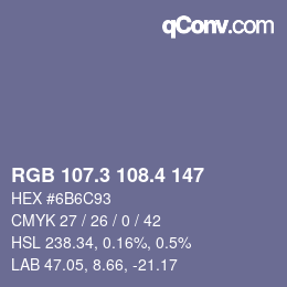 カラーコード: RGB 107.3 108.4 147 | qconv.com